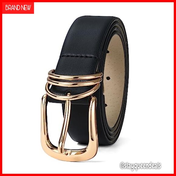 Leather Belt with Gold Buckle for Women, Versatile Fashion Accessory main image 4